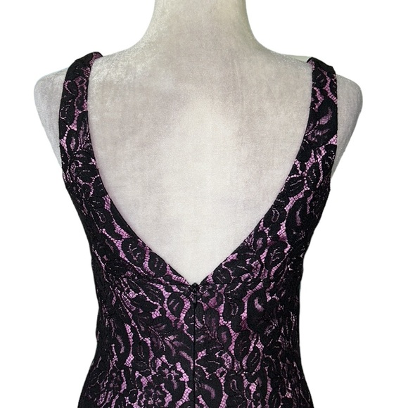 Trina Turk Black Floral Lace & Pink Lilac Sheath Midi Dress - 6 - Picture 10 of 15
